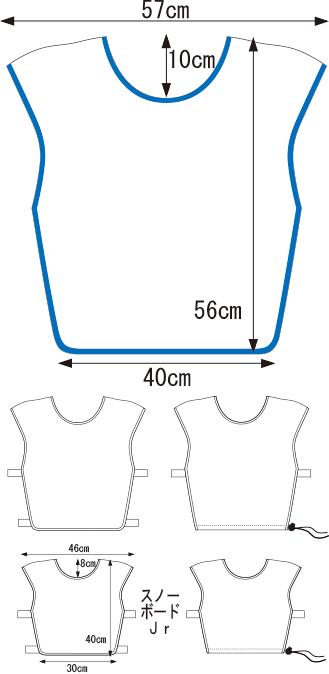 スノーボード型ゼッケン　寸法図